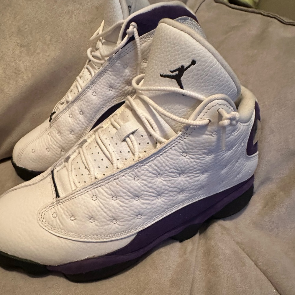 Jordan 13 “Laker” White and Purple Sneakers